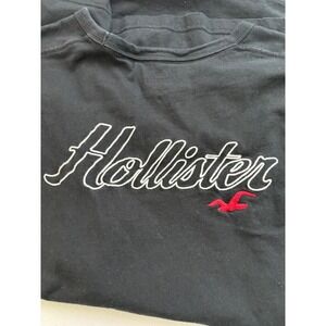 Hollister Graphic T-Shirt LA Logo Short Sleeve Crew Neck Black Size L
